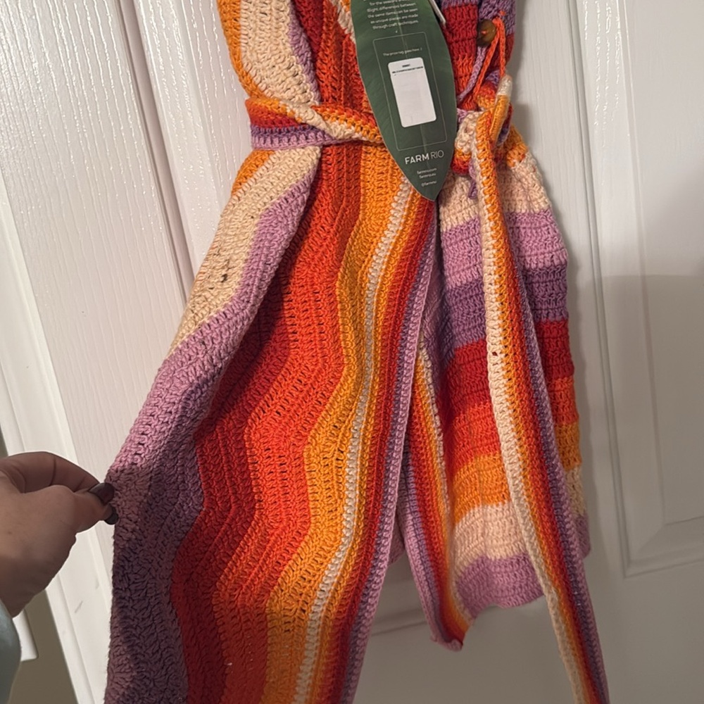 NWT Farm Rio Colorful Striped Wrap Dress - Picture 5 of 7